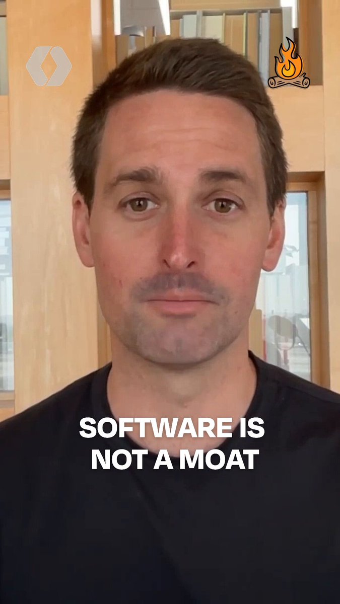 .@EvanSpiegel: "15 years ago, we learned that software is not a moat. This is something that everyone is discovering today with AI."