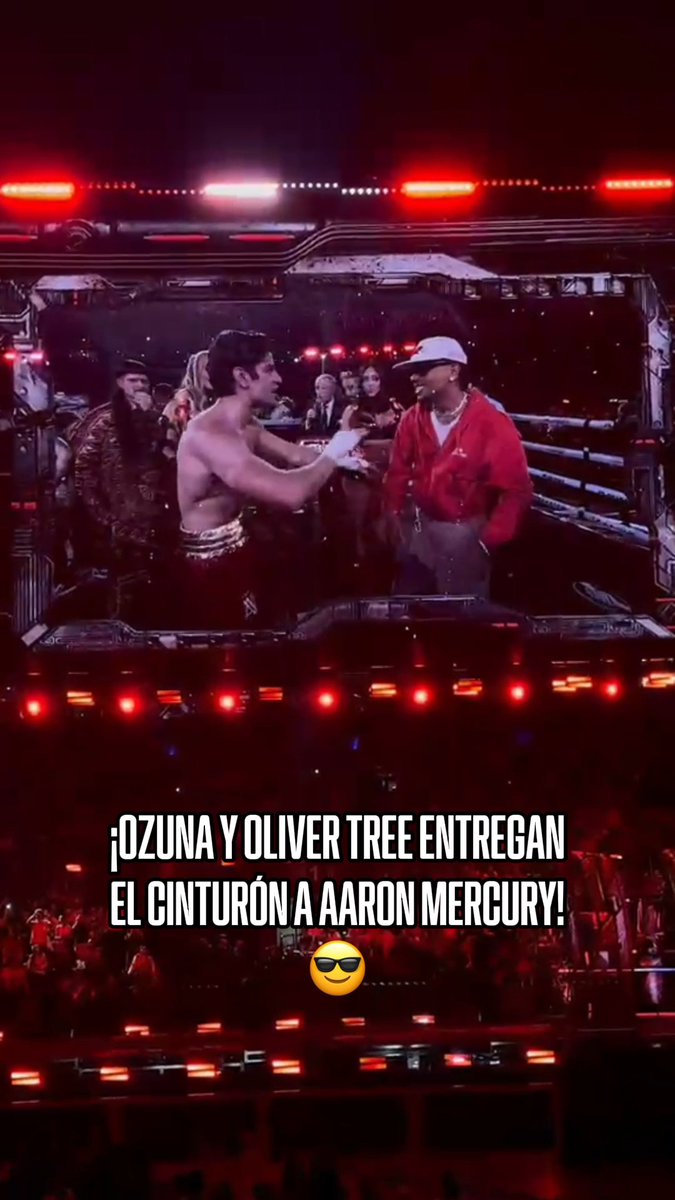 😎 ¡NOCHE SOÑADA PARA AARON MERCURY! Así recibió su cinturón de la mano de Ozuna y Oliver Tree. 🥊 #SupernovaGenesis