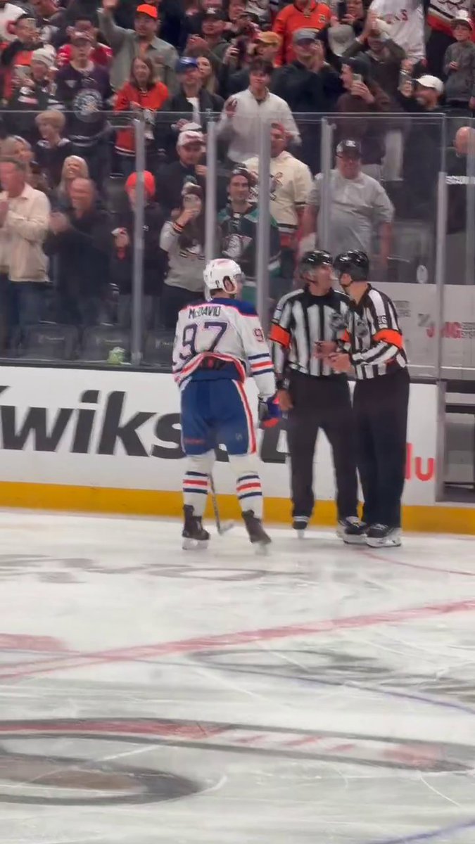 Connor McDavid after the Ducks' final goal was ruled good in OT. The Oilers are now down 3-1 in the series