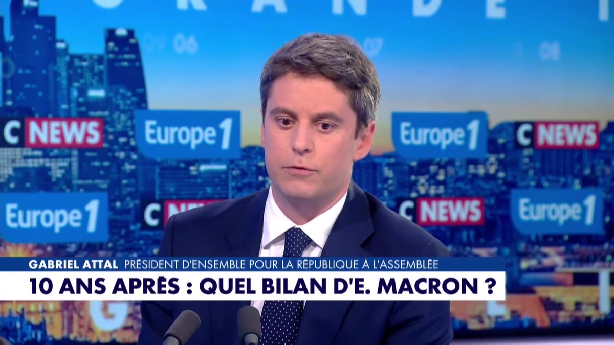 "Je dois au Président de le République l'honneur d'avoir pu servir mon pays au plus haut niveau" déclare Gabriel Attal #Europe1 #LaGrandeInterview