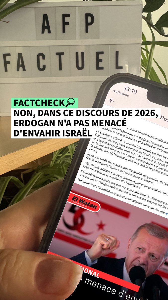❌ Non, dans ce discours de 2026, le président turc, Recep Tayyip Erdogan, n'a pas menacé d'envahir Israël 🔽