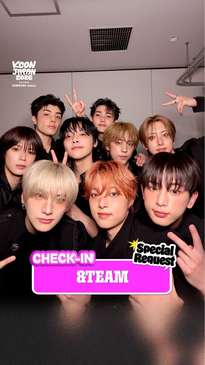 [#KCONJAPAN2026] #andTEAM CHECK-IN &TEAMがKCONに帰ってきた！また一緒に、忘れられない思い出を作る準備はできてる⁈ アーティストの特別なリクエストに答えて、コメントしてね👇 コメントが増えるほど、スペシャルな特典が待ってるよ！👀✨ - KCON JAPAN 2026 MAY 8-10 Makuhari Messe Let's #KCON