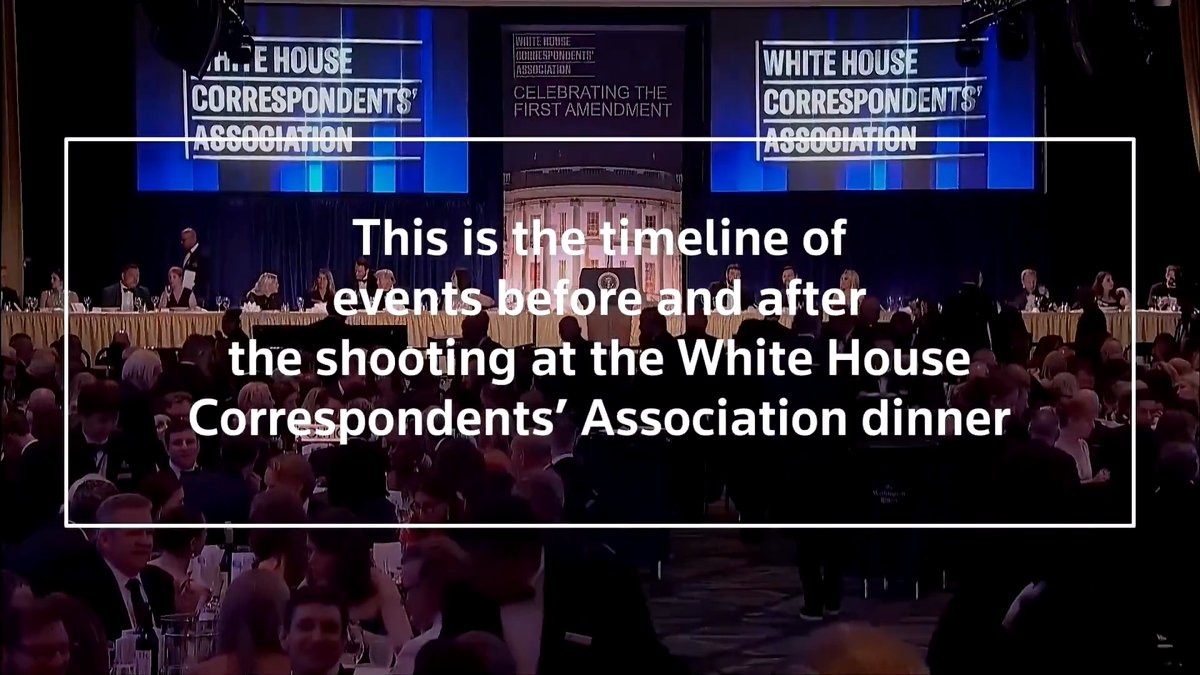 Here is a timeline of events leading up to the shooting on a security agent guarding the White House Correspondents' Association dinner in Washington and the aftermath with dignitaries leaving the hall as the suspect is arrested