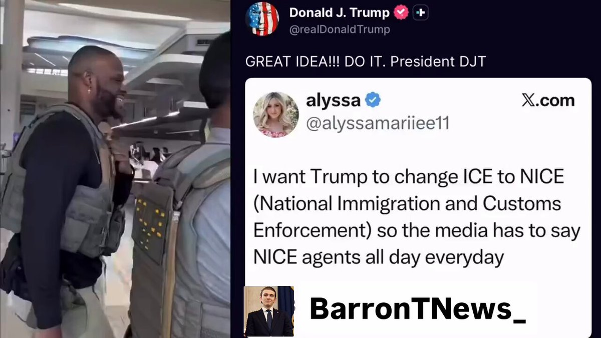 🚨 IT’S OFFICIAL. President Trump is backing the idea of renaming ICE to NICE — National Immigration and Customs Enforcement. Same mission. New branding. You already know this would spark a massive reaction. What do you think?
