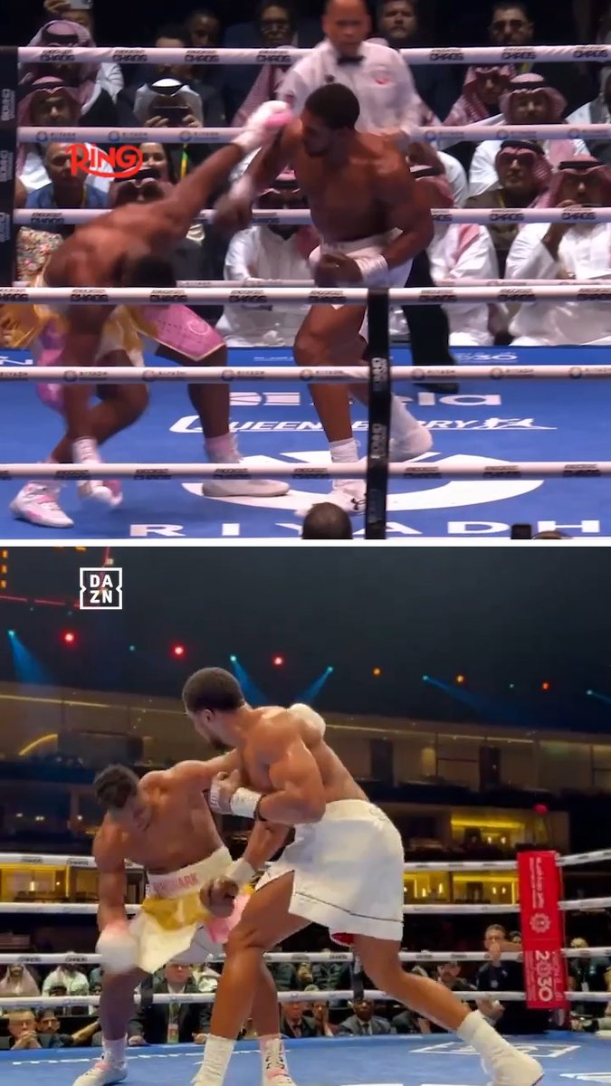 Anthony Joshua viciously stopped Francis Ngannou with a huge right hand the last time he fought in Riyadh 🤯 #JoshuaPrenga | July 25th | Exclusively on DAZN 🥊