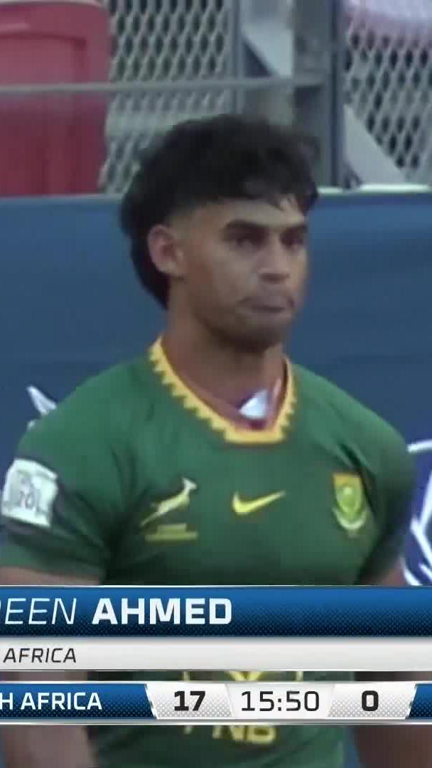 Yaqeen Ahmed 🤯🤯 He dances his way through Argentina's defence 🕺🏉 📺 Stream #TRCU20 on DStv: