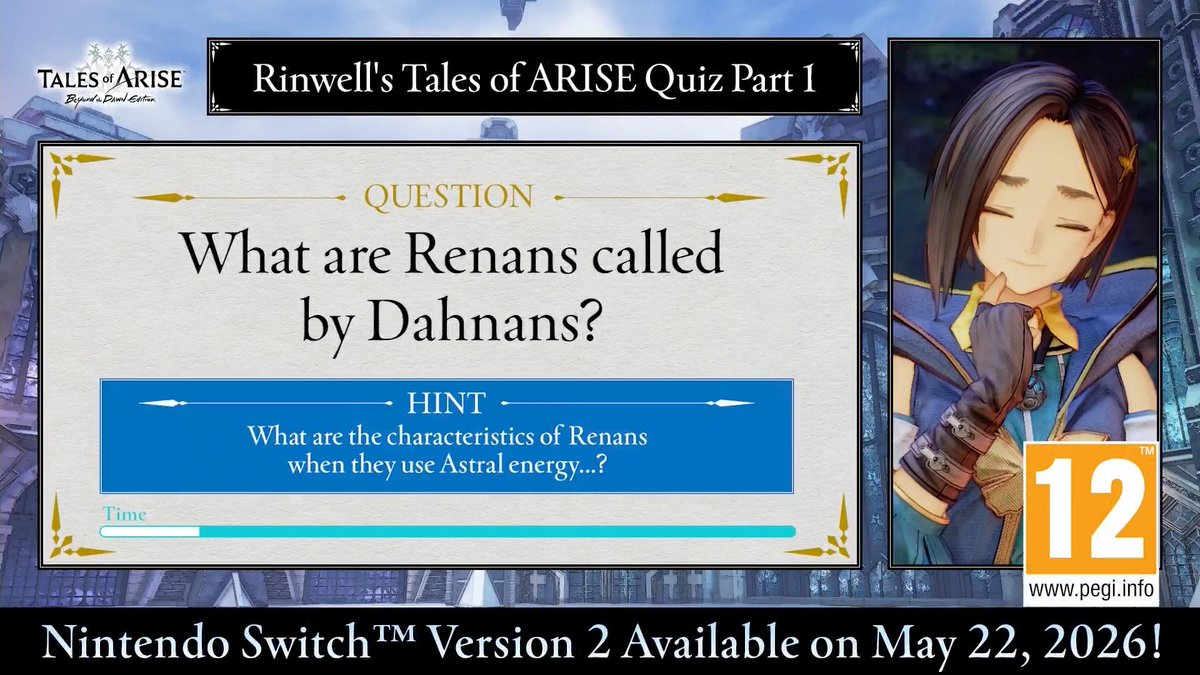 ˗ˏˋ 🌟Rinwell's ARISE Quiz🌟 ˊˎ˗ What do the Dahnan people call the Renan people? #TalesofAriseNSW2