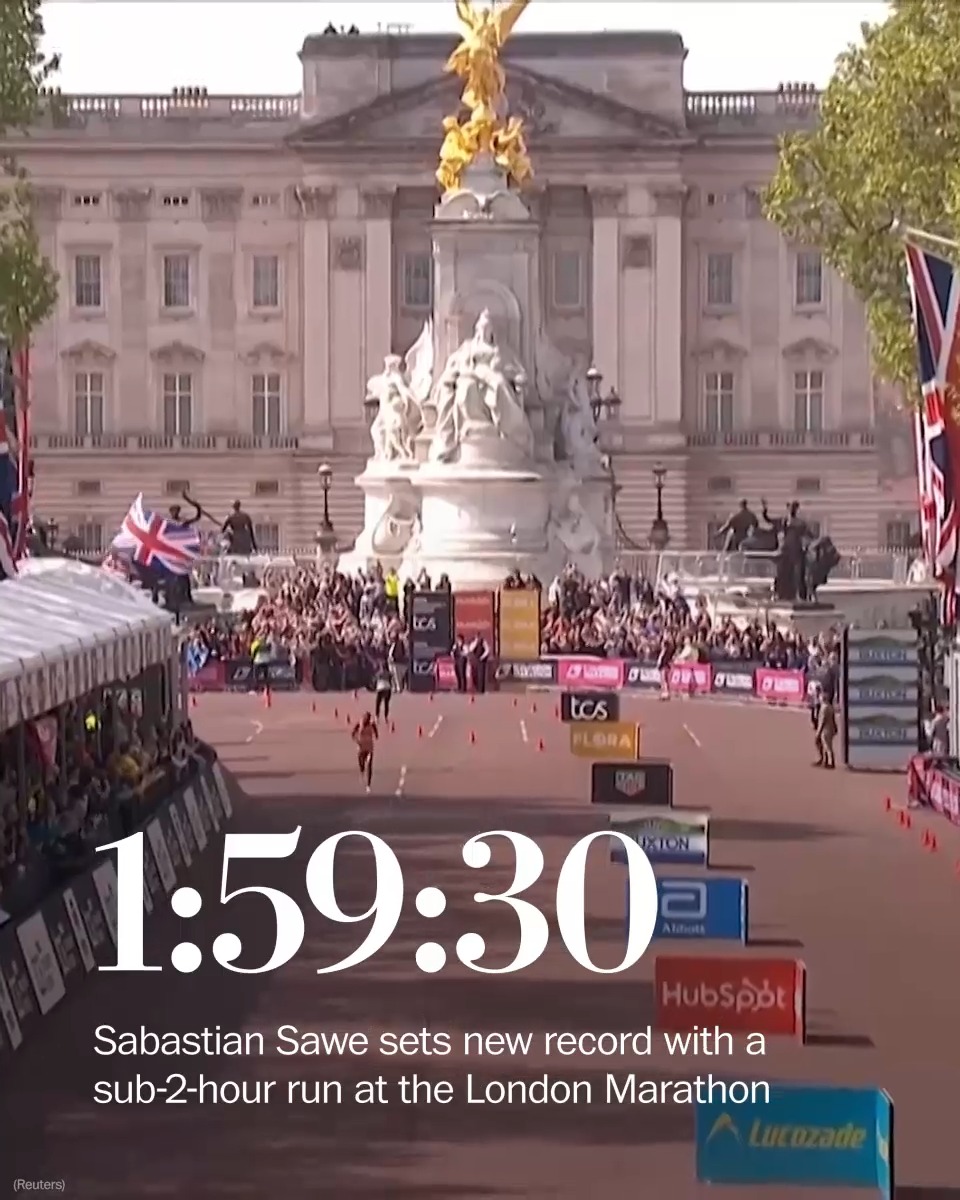 Sabastian Sawe of Kenya won the London Marathon in 1 hour 59 minutes 30 seconds, bettering the previous men’s world record by 65 seconds and breaking the two-hour barrier, which was once among the most unthinkable records in sports.