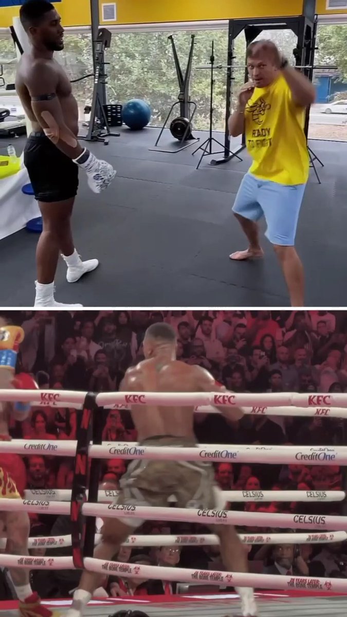 Practice makes perfect ✅ Ring and unified heavyweight world champion Oleksandr Usyk worked with Anthony Joshua on the right hand that knocked out Jake Paul 👀 #JoshuaPrenga | July 25th | Exclusively on DAZN 🥊