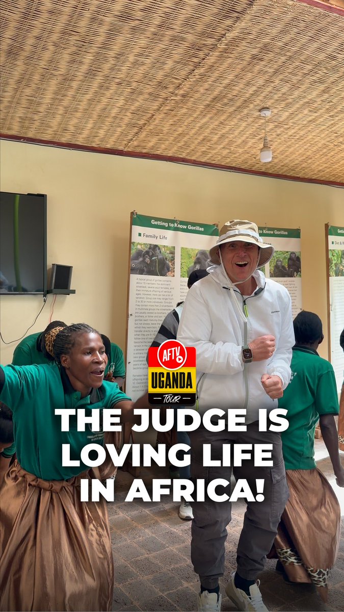 The Judge is loving life in Africa 🇺🇬 AFTV is thrilled to Explore Uganda, thanks to the support of Kampala Serena Hotel, Uganda Airlines, Guinness, Sunstar Group, Mwangaza, Uganda's Ministry of Education and Sports, Tush Events, and Vision Group! 🇺🇬 #ad #AFTVUganda #ExploreUganda