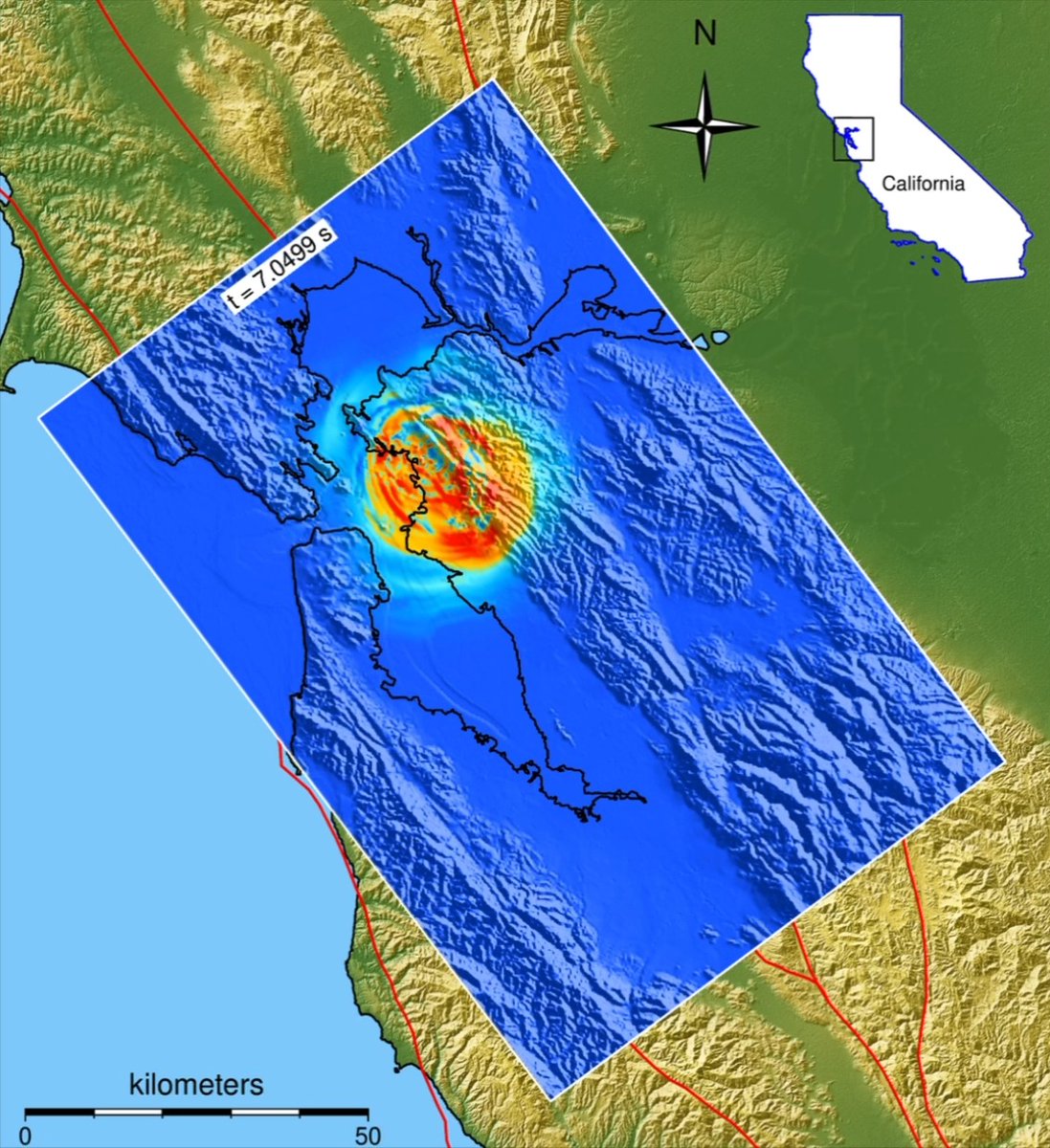 The Hayward fault — running 74 miles through the Bay Area — is overdue for a major earthquake. Scientists at Lawrence Livermore National Laboratory & Berkeley Lab simulated 50 magnitude-7 scenarios to understand ground motion and help engineers prepare vulnerable buildings.