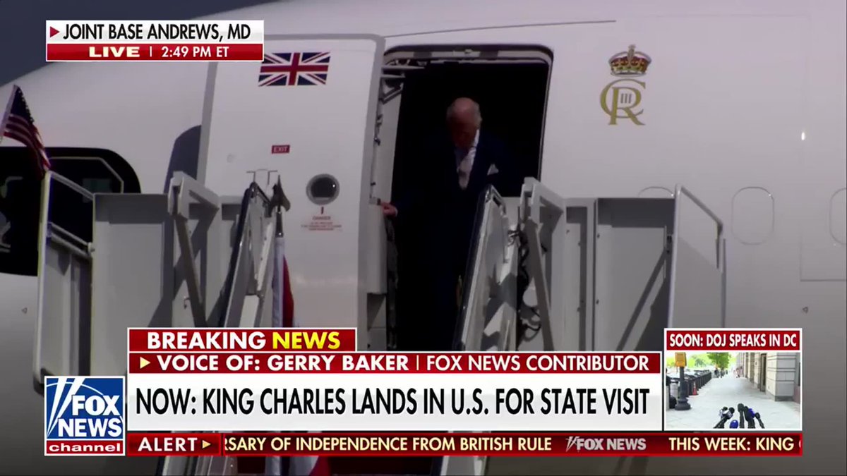 BREAKING: King Charles III and Queen Camilla arrive in the U.S. for a historic state visit with President Trump. They are expected to meet at the White House, participate in official ceremonies, and discuss key issues in U.S.-U.K. relations.