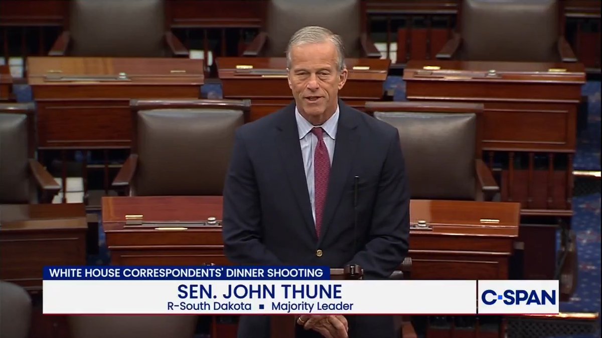 .Leader John Thune: "The events of Saturday night were horrifying. It is difficult to believe that this is the third time…President Trump has faced an assassination attempt."