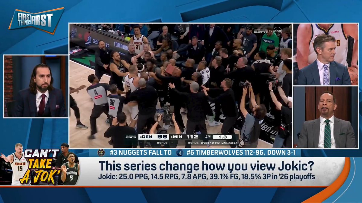 “Gobert’s locking Jokic up. And what has happened is, Jokic cannot overpower Rudy.” Chris Broussard says this series isn't changing how he views Jokic: