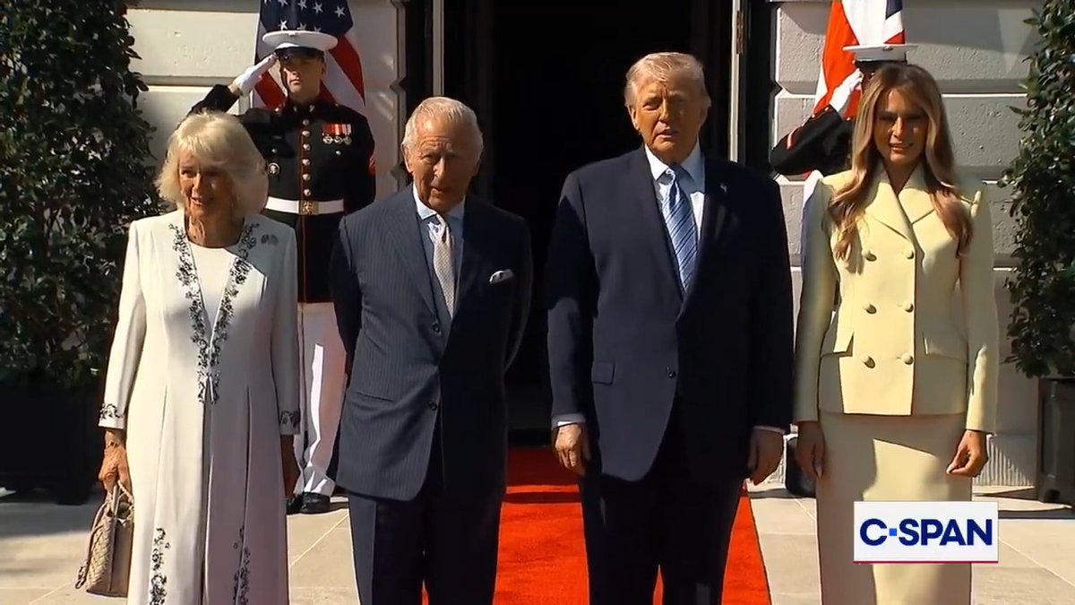 President Trump and first lady Melania Trump welcome King Charles III and Queen Camilla to the White House.