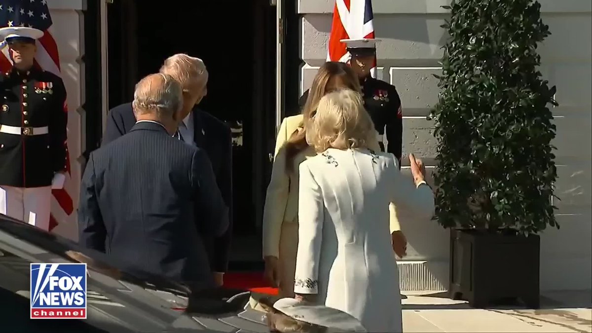 JUST IN: President Trump and First Lady Melania Trump welcome King Charles and Queen Camilla to the White House as their state gets underway.