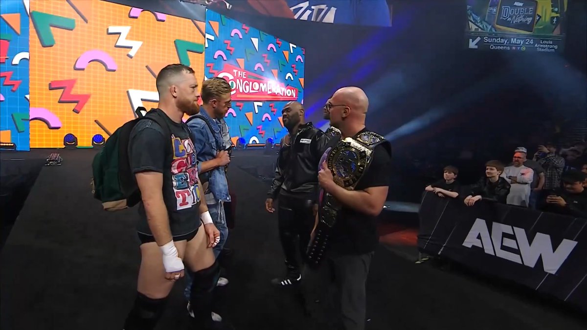 Before AEW World Trios Champions The Conglomeration were able to kick off #AEWCollision Playoff Palooza, they were interrupted by FTR – but @RoderickStrong, @KORCombat + @OrangeCassidy weren't just going to sit back and take that disrespect!