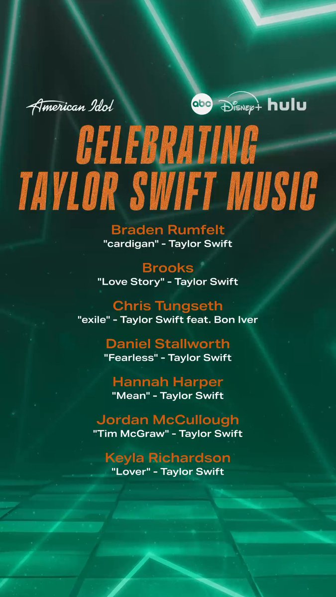 We’re in our Top 7 era! 🧡 How many #taylorswiftnight songs did you guess right? #americanidol