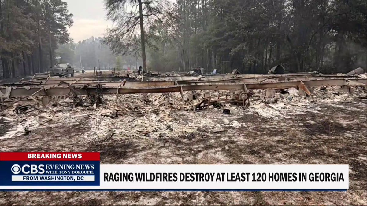 At least 120 homes in Georgia have been destroyed by wildfires that continue to burn due to extreme drought and powerful winds.
