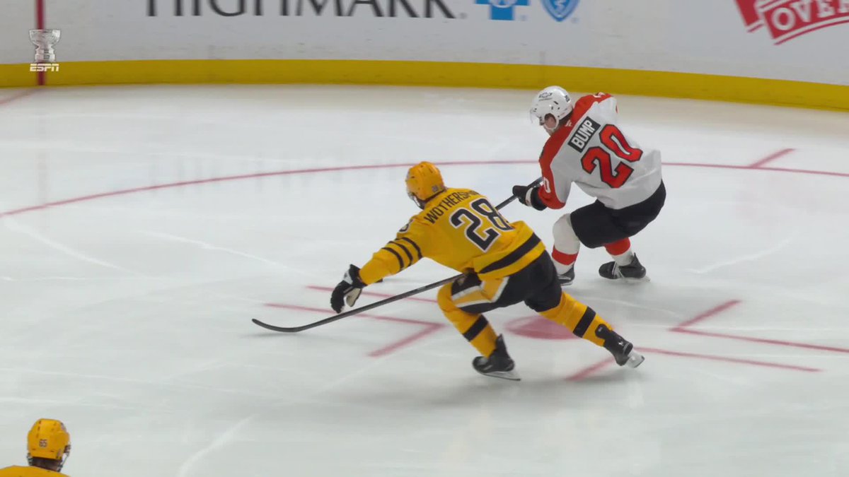 What a massive play by Bump just after Penguins made it 2-0. What a great game. Things are heating up.