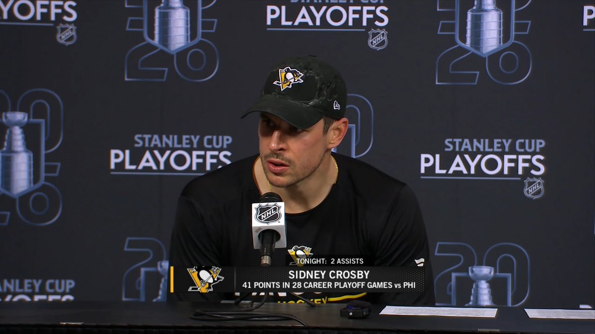 "We've done a great job of handling adversity. Again here, we're faced with more. It doesn't get any easier... we have a lot of belief in our group, and we've done it time and time again. We've got to go do it again." Ready to run through a wall for our captain Sidney Crosby 🧱🏃