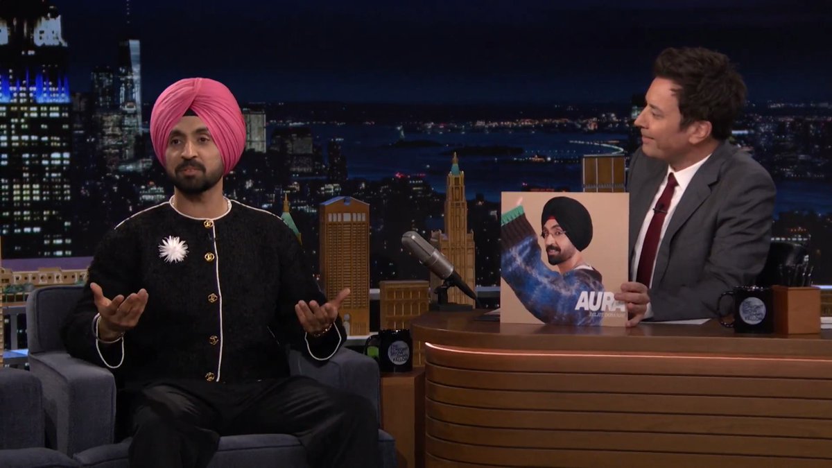 .DILJIT DOSANJH called his album AURA because his fans kept telling him he had “amazing aura” 😂 #FallonTonight #DiljitOnFallon