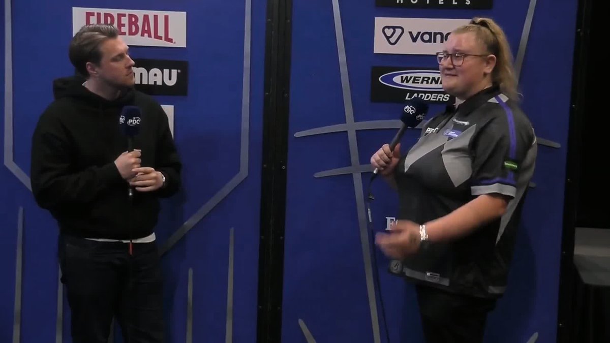 "I can't believe it - I'm beating players I watched growing up" An emotional Beau Greaves reacts after becoming the first woman to win a PDC ranking event 🎯