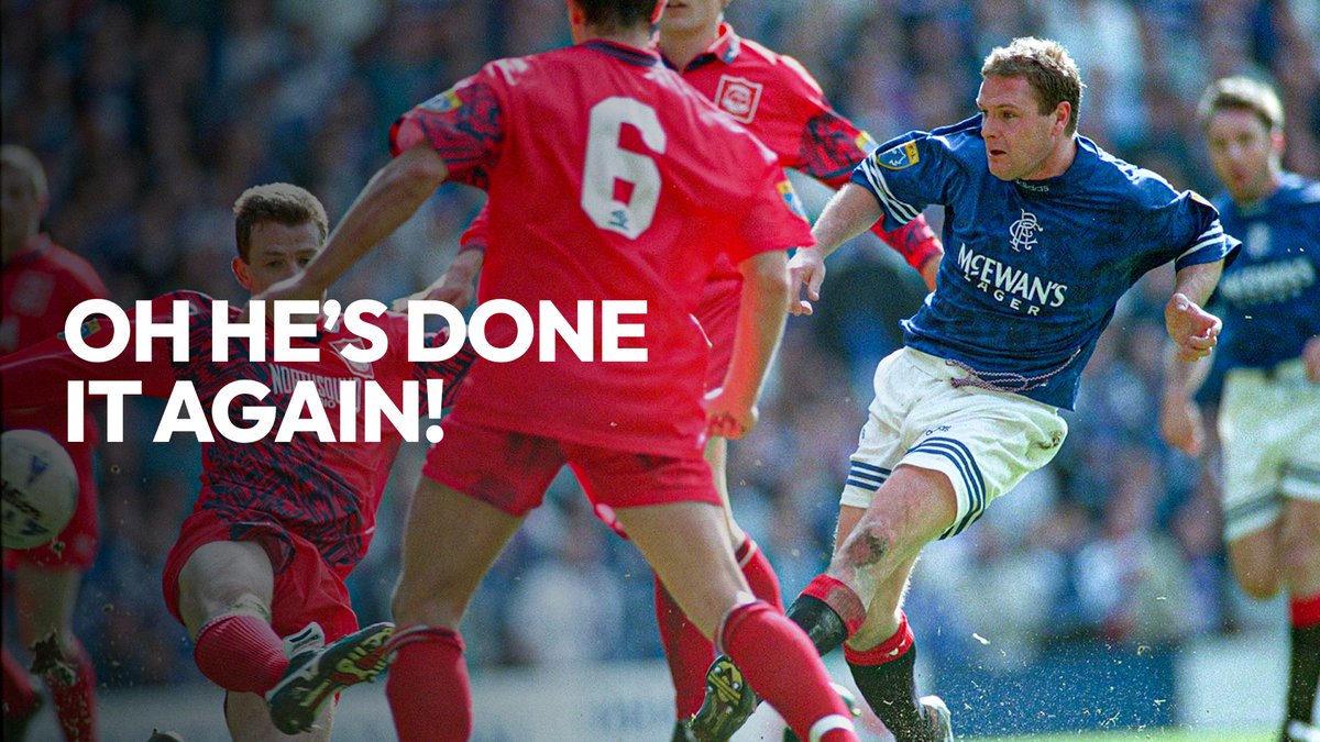 💙 On this day in 1996, Paul Gascoigne cemented his place in Rangers history. 📺 Watch “Gamechangers | Oh he's done it again”, recounting a remarkable performance from Gascoigne, as his hat-trick secured our eighth title in a row. 📲 Only on RangersTV |