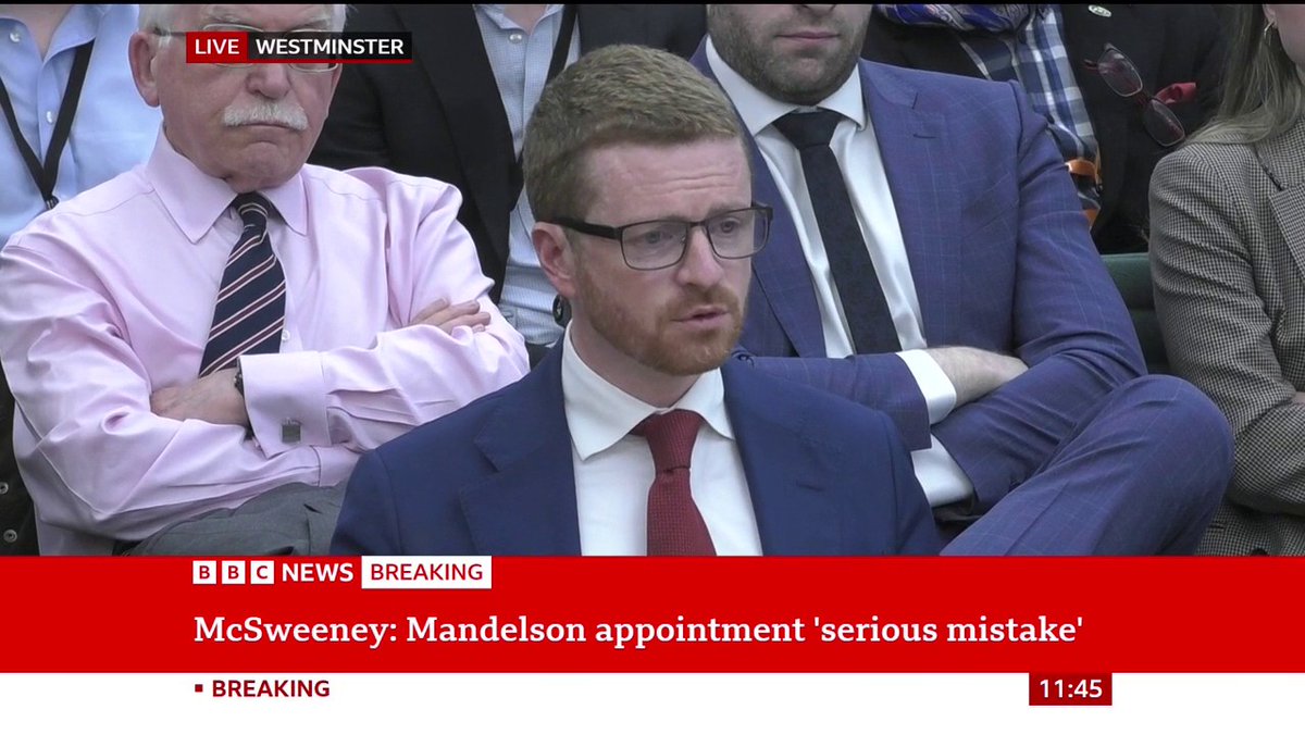 "I think the first person who put Mandelson's name forward was Mandelson," Morgan McSweeney says He made it very clear "he was interested in the job", he adds Follow live: