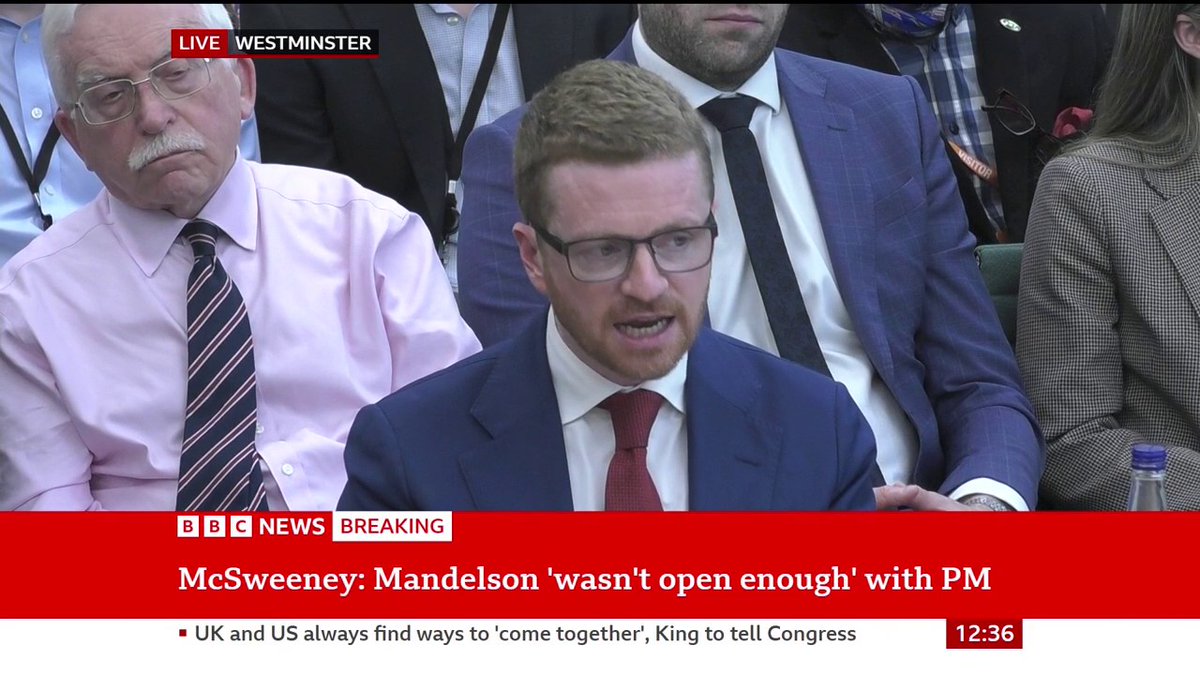 "I did not swear at Sir Philip Barton, I did not swear at Sir Olly Robbins either," Morgan McSweeney says "There is a real difference between asking people to act at pace and asking people to lower standards... we never did that," he adds Live: