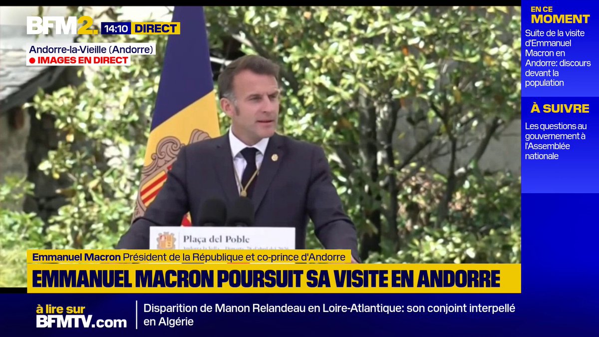 Accord d'association entre l'UE et Andorre: "Si à la fin vous disiez non ou pas maintenant, (...) la porte de ne rouvrira pas. Je vous le dis en toute sincérité", prévient Emmanuel Macron #BFM2