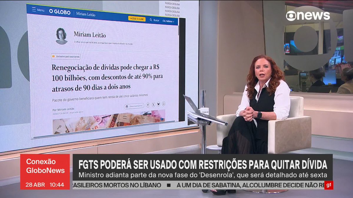 .Míriam Leitão: renegociação de dívidas pode chegar a R$ 100 bilhões, com descontos de até 90% para atrasos de 90 dias a dois anos. #ConexãoGloboNews ➡ Assista à #GloboNews:
