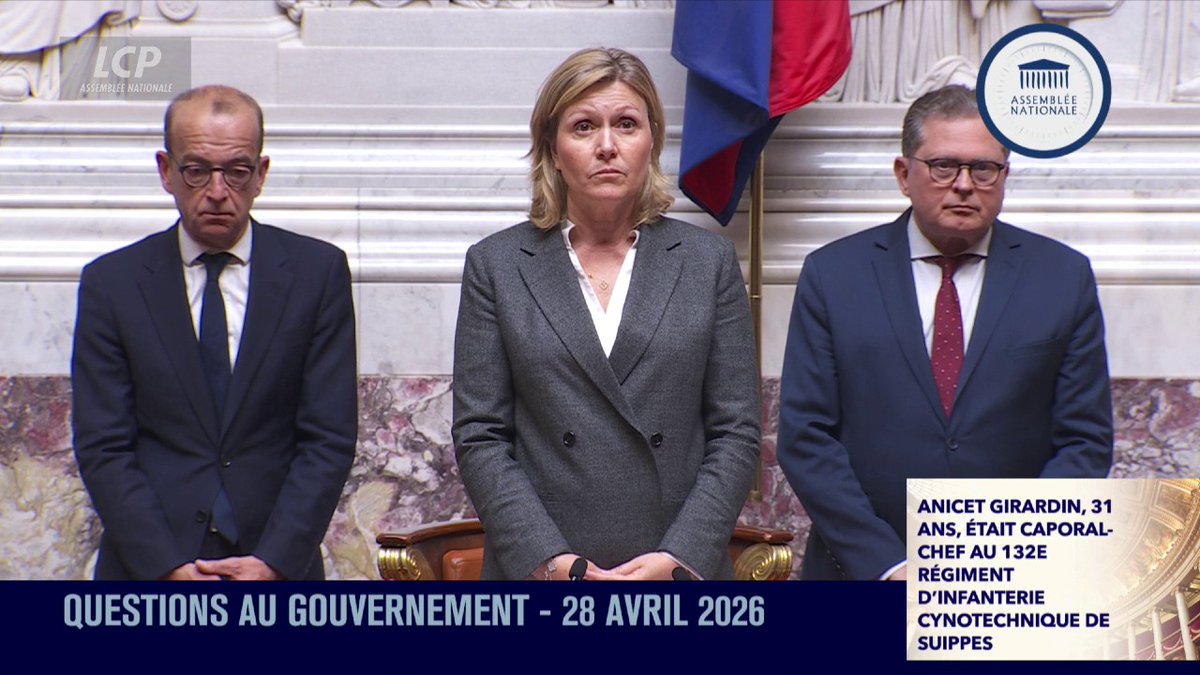 [ 🇫🇷 FRANCE | 🇱🇧 LIBAN ] 🔸 La présidente de l’Assemblée nationale, Yaël Braun-Pivet, a rendu hommage aux soldats français Florian Montorio et Anicet Girardin, morts au Liban « engagés pour la France ». Les députés ont observé une minute de silence.