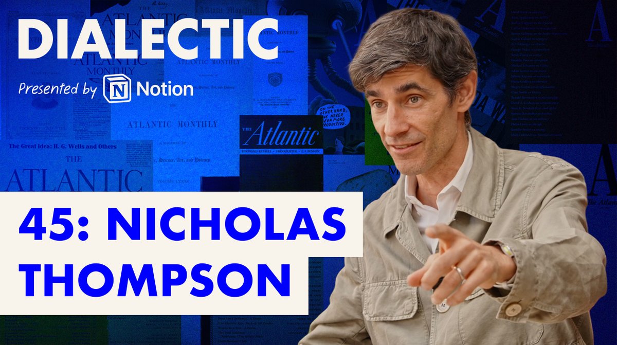 Nicholas Thompson is a disciplined machine (Atlantic CEO, record-holding runner, perpetual achiever) and a wholehearted human (insatiable interviewer, loving father, lifelong student). I talked to nxthompson about what makes words worth reading in an AI world, the discipline of long form, and what compounds when you keep showing up. Nick is the CEO of The Atlantic, the American record holder in the 50K, and the author of The Running Ground—a book about inheritance, pushing oneself, and remembering that life remains richer than we can possibly know. We discuss whether I am a journalist; why The Atlantic matters, great editing and coaching; lessons from David Remnick and the gift of commercial constraints from Laurene Powell Jobs; daily momentum and how tiny tailwinds compound; getting paced to a 5-minute mile by his 15-year-old son; inheritance and Nick's exuberant, chaotic dad; the part of Nick's book that he's never been asked about; and why we are capable of much more than we think. Timestamps: 0:00 - Opening Highlights 1:17 - Intro to Nick 3:30 - Start: Words, Reading, and Writing in an Automated World 18:39 - Why Stories Matter and What Makes a Journalist 28:22 - Media Institutions, The Atlantic, Democracy, Tech, and Power 44:21 - Retaining Great Writers and The Virtues of Editors (and Coaches) 57:44 - Magazines and America 1:05:57 - Running, Motivation, Momentum, and Tailwinds 1:16:08 - Aging, Fathers and Sons, Inheritance, and a Mother's Grace 1:31:00 - Merging Machine-like Discipline and Wild Curiosity, The Boat that Never Touched Water, and Who We Might Still Become 1:44:11 - Gratitude, Stalin's Daughter, Scott Thompson's Verve, and Feeling Most Alive Episode 45 of Dialectic with Jackson Dahl: Nicholas Thompson - A Life of Long Form - is available on all platforms and below. This was a special one for me. Please enjoy.