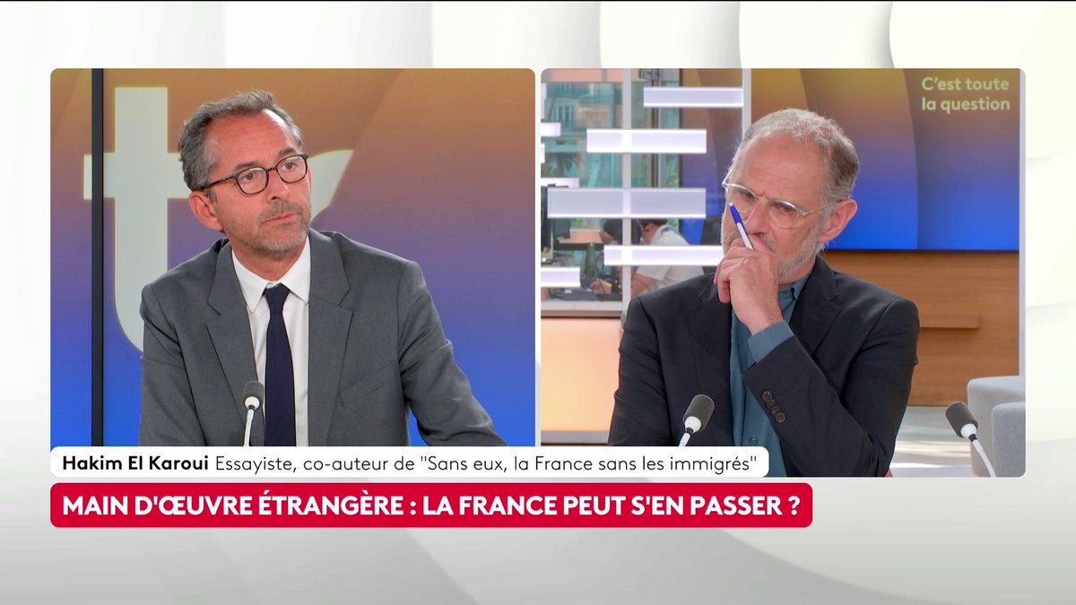 🔴 🗣️ "Ces métiers en tension, c'est là où il y a une surreprésentation d'immigrés [...] Ça veut dire que dans ces métiers, des Français il n'y en a pas suffisamment, il n'y a pas de substitution", explique l'essayiste Hakim El Karoui. #CestTouteLaQuestion #Canal16