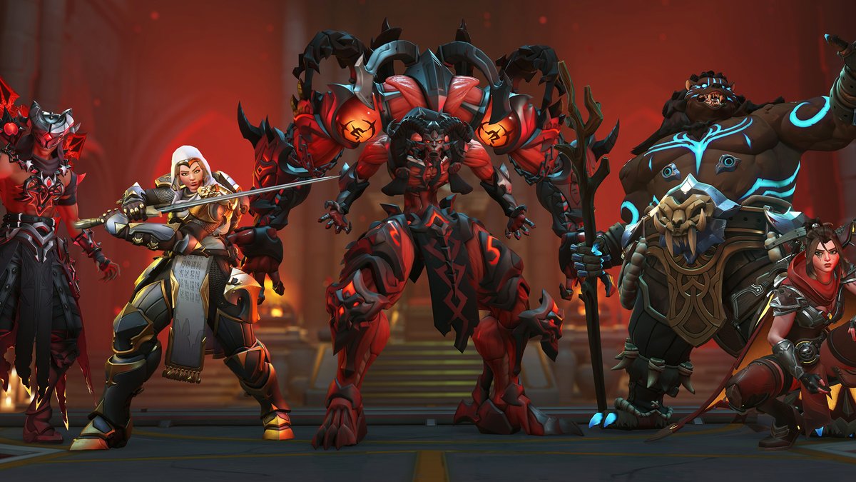 Overwatch x Diablo 4 Collab Skins Trailer 🔥 🐐Mephisto Ramattra 🛡️Paladin Brigitte 😈Warlock Lifeweaver 🏹Rogue Freja 🐻Mauga Druid The #Overwatch x Diablo collab skin trailer has been released on Weibo. The Diablo collaboration skins are launching today!