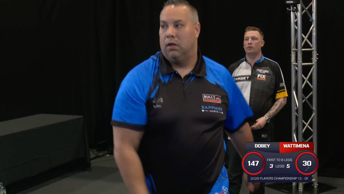 WATTIMENA POWERS INTO THE SEMIS! Jermaine Wattimena produces a wonderful display to defeat Chris Dobey 6-3, including a 104.43 average and 55% double success rate to reach the semi-finals! 📺 #PC12