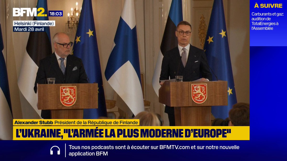 💬"C'est l'armée la plus grande, la plus efficace et la plus moderne d'Europe" Pour le président finlandais, l’Europe a davantage besoin de l’Ukraine militairement que l’inverse #BFM2