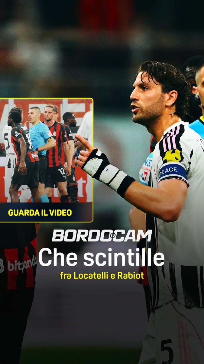 Locatelli-Rabiot, che scintille 🧨 Da "𝙎𝙤𝙣 𝙩𝙪𝙩𝙩𝙞 𝙖𝙧𝙗𝙞𝙩𝙧𝙞?" a "𝙋𝙚𝙧𝙘𝙝𝙚' 𝙣𝙤𝙣 𝙢𝙞 𝙙𝙖𝙞 𝙡𝙖 𝙢𝙖𝙣𝙤?" 🤬🤷‍♂️ 🎤 @davidebernardi6 BordoCam #MilanJuve è disponibile ora su #DAZN! 📲 @pokerstarsnews #Locatelli