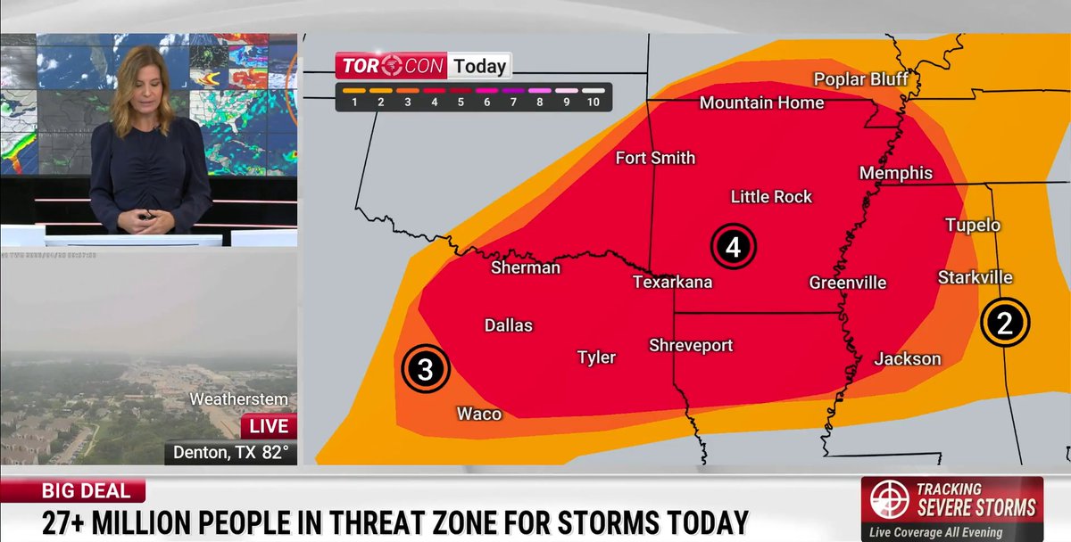 The active stretch of severe storms continues Tuesday for cities like Dallas, Little Rock, Memphis, and Birmingham. Damaging wind gusts, large hail, and a few tornadoes are all possible. Meteorologist Jen Carfagno has the latest forecast: