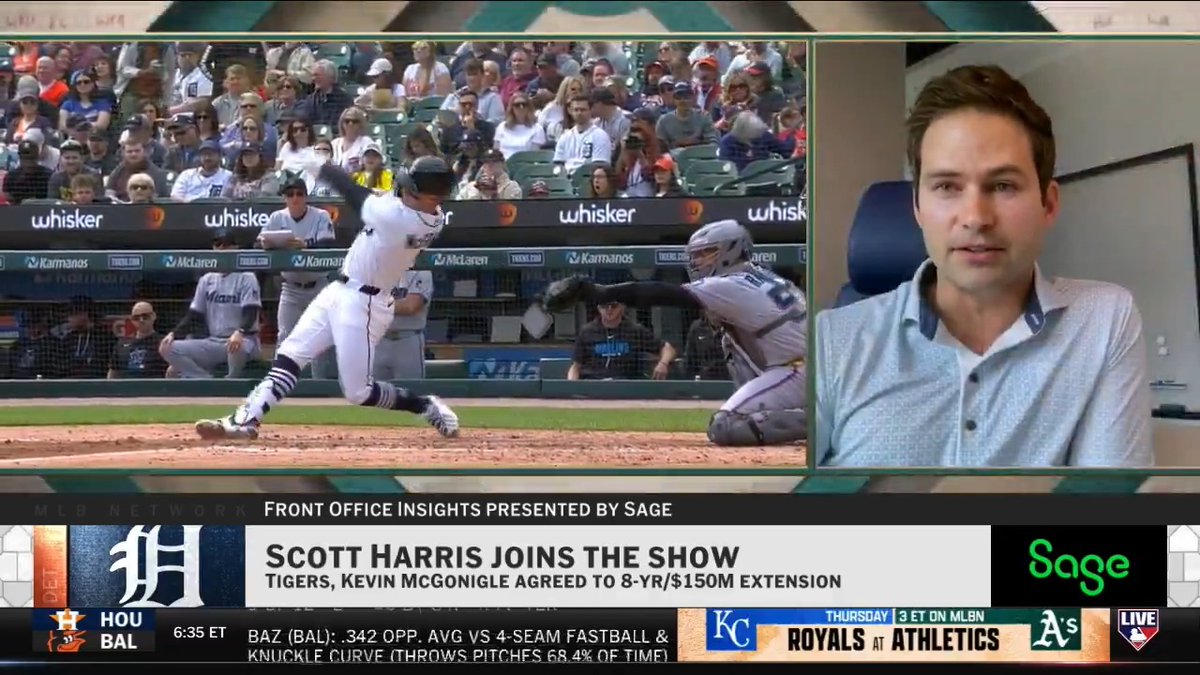 What did the @Tigers see in Kevin McGonigle to draft him 37th overall in 2023? POBO Scott Harris joins MLB Now to talk about their star rookie. MLB Network + Sage USA