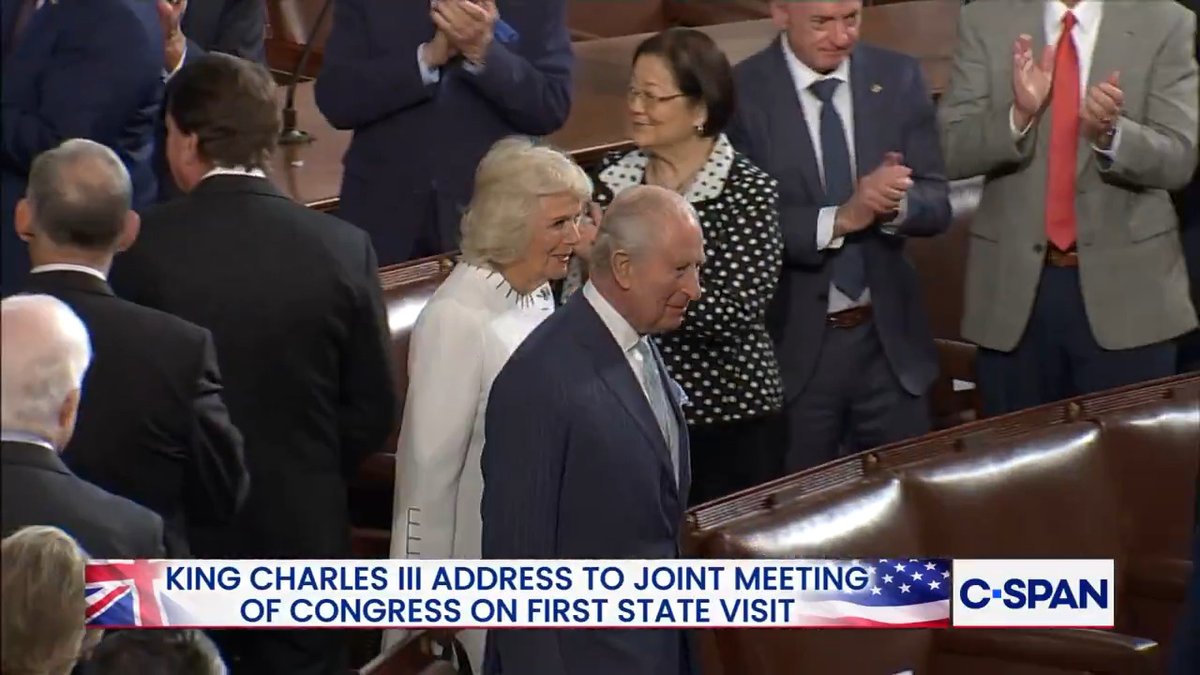 King Charles III enters the House chamber to address a joint meeting of Congress.