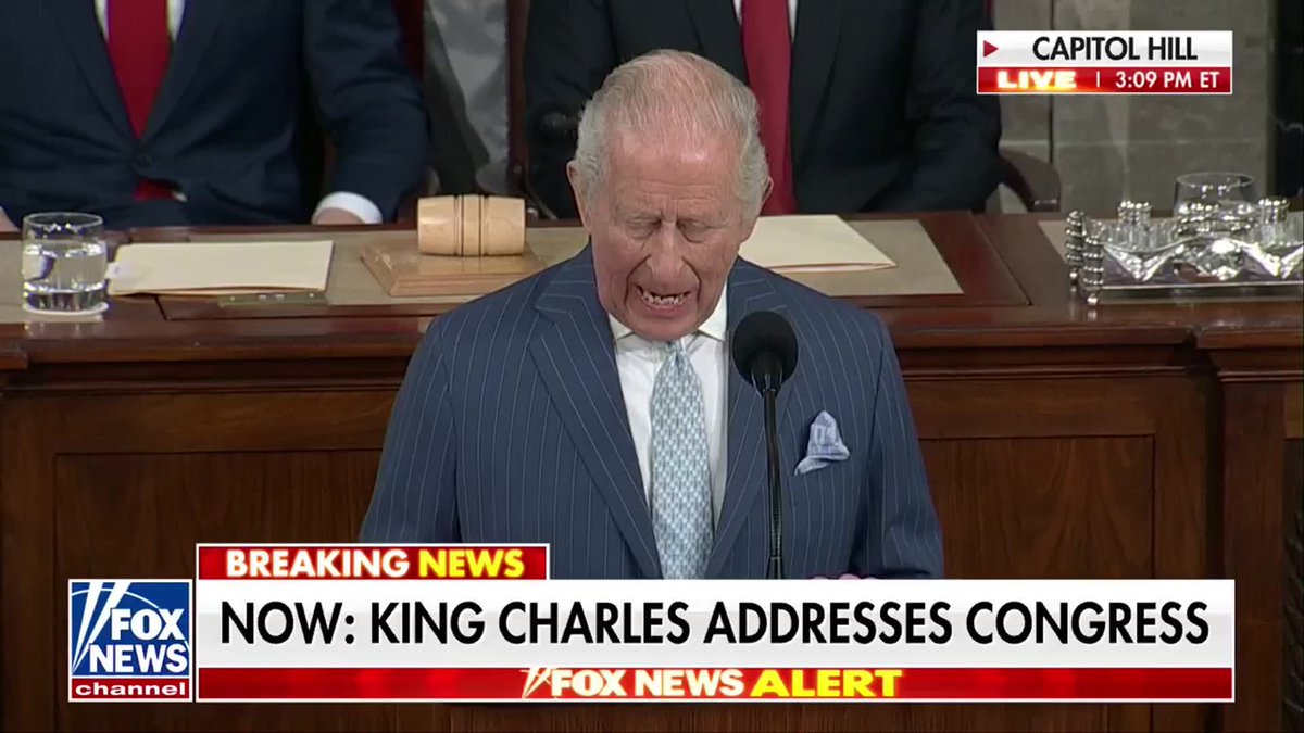 NOW: King Charles receives a standing ovation after he mentions the Declaration of Independence and America's 250th birthday.