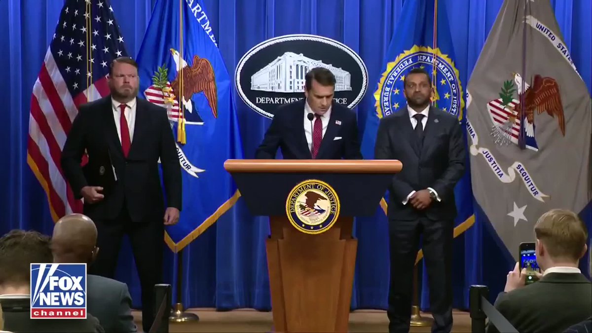 NOW: Acting AG Todd Blanche reads the charges against James Comey. "The first count is that on or about May 15th of last year, he knowingly and willfully making a threat to take the life of and to inflict bodily harm upon the president of the United States." "Count two: Same day, May 15th, 2025, that the defendant, James Comey, knowingly and willfully transmitting an interstate commerce communication that contained a threat to kill the president of the United States." "Both of these counts carry a maximum term of imprisonment of ten years."