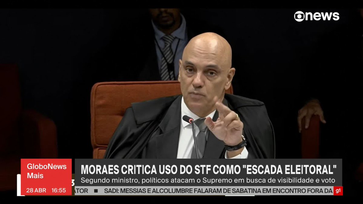 Nesta terça-feira (28), o ministro Alexandre de Moraes criticou o uso do STF por parlamentares como "escada eleitoral". ➡ Assista: #GloboNews