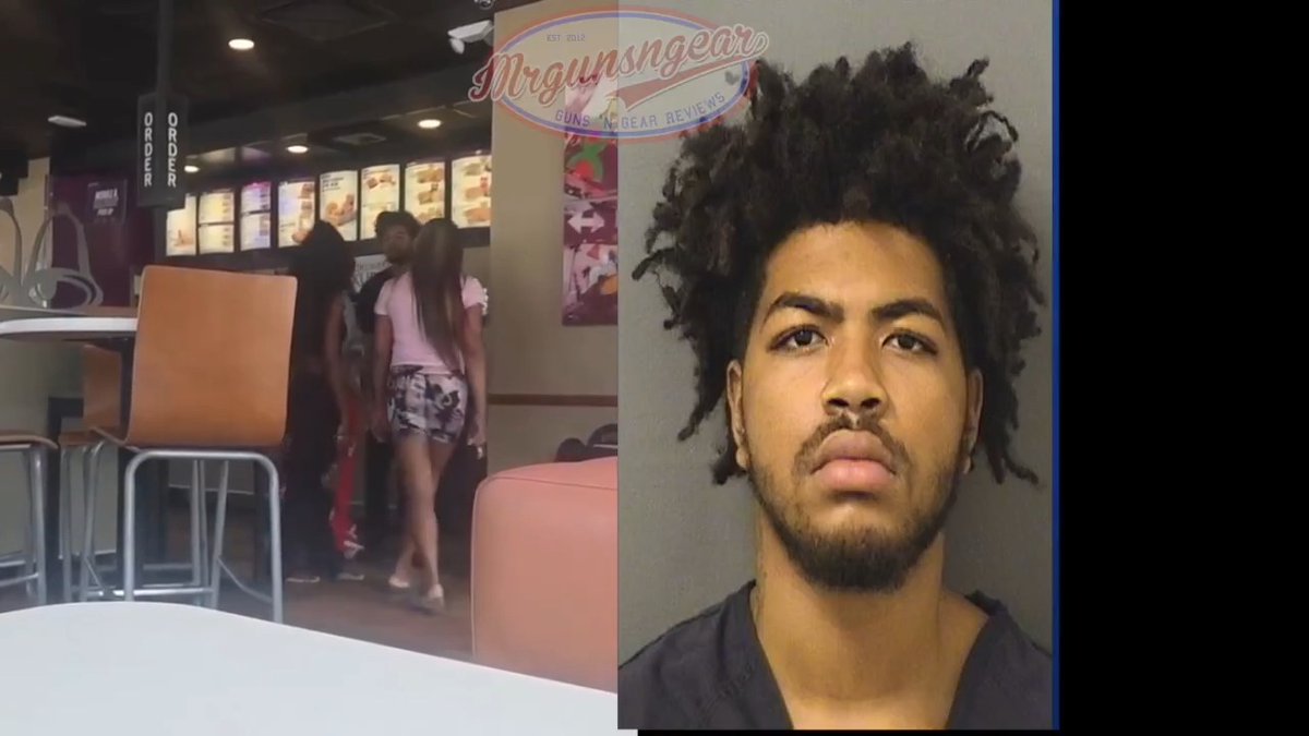 D'Mari Patterson was working at a Taco Bell in Florida when a customer requested a cup for water. According to other employees the customer put soda in the water cup which led Mr. Patterson to pull out a gun, rack the slide, then fire a around at the customer at point blank range and missed (of course....). The video ends there but according to police he then followed the group to the parking lot and fired another shot at them, again missing (of course...). To a surprise to ABSOLUTELY NO ONE, Mr. Patterson was previously arrested for aggravated battery with a deadly weapon in November, 2024. I couldn't find the outcome of that case but it certainly seems he didn't learn his lesson. Live mas accordingly... #CityLife #dumb #IQtest #TacoBell #LiveMas #crime #WestPalmBeach #diversity #FloridaMan #burrito #decay #FailedState #urban
