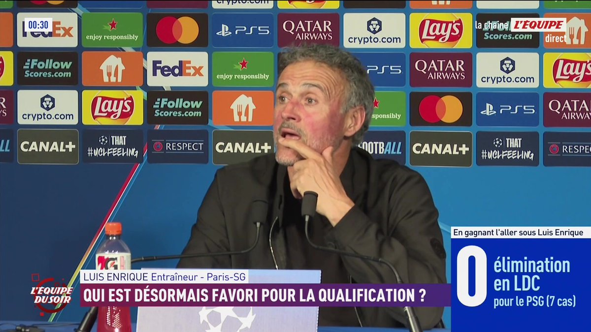 🚨🚨 Luis Enrique 🇪🇸 : « J'ai demandé à mon staff “combien de buts on va devoir marquer au retour pour passer. 𝗢𝗡 𝗣𝗘𝗡𝗦𝗘, 𝗔𝗨 𝗠𝗜𝗡𝗜𝗠𝗨𝗠, 𝟯. » 😭🗣️ 🎙️ conf. de presse