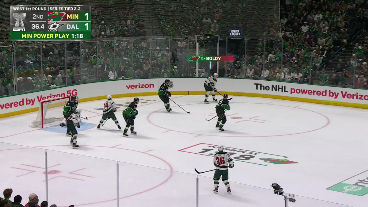 MATT BOLDY STAYS HOT 🎯 Third period of Wild-Stars coming up on ESPN2 and the ESPN App 🍿