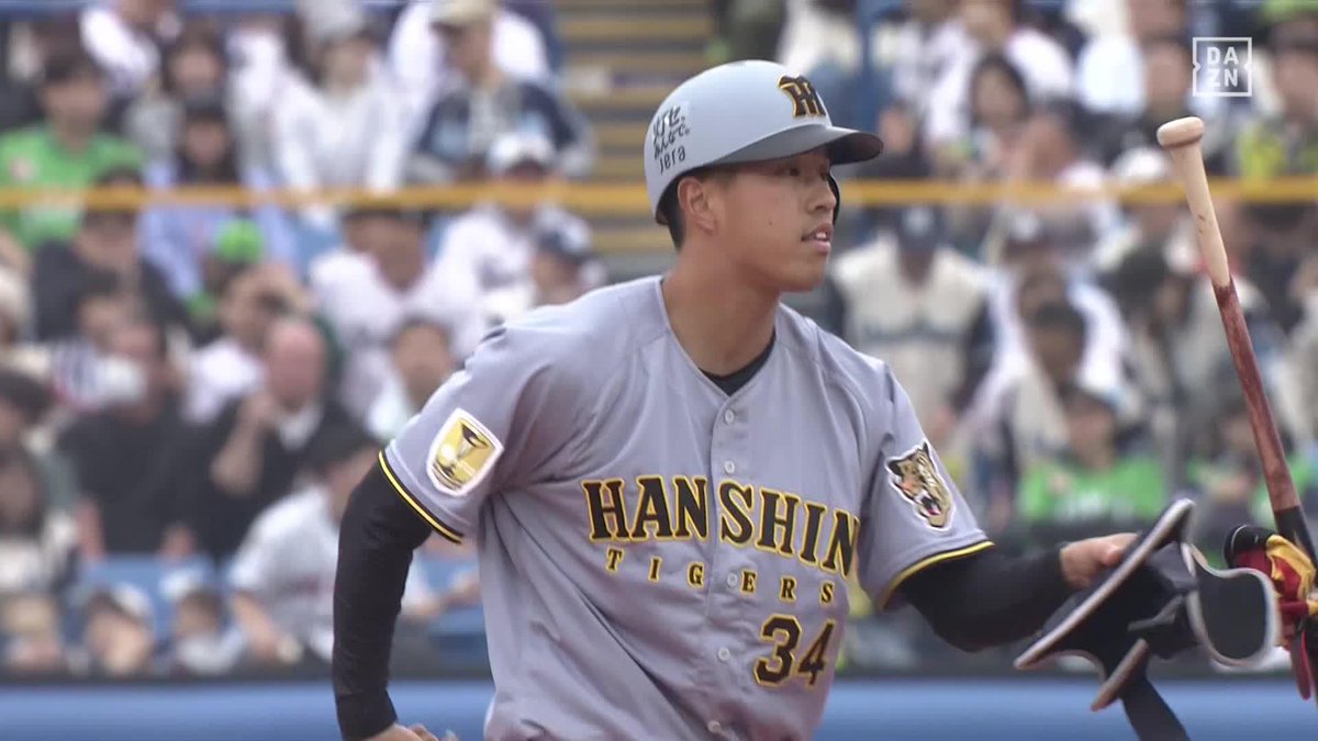 チャンス到来 岡城快生（オカシロ・カイセイ） プロ初安打がタイムリー2ベース㊗️ ⚾️ヤクルト×阪神 #阪神タイガース #だったらDAZN
