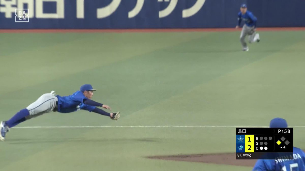 攻守に頼もしい 同点打に続きこの横っ飛び！ 京田陽太がルーキーを盛り立てる ⚾️中日×DeNA #baystars #だったらDAZN